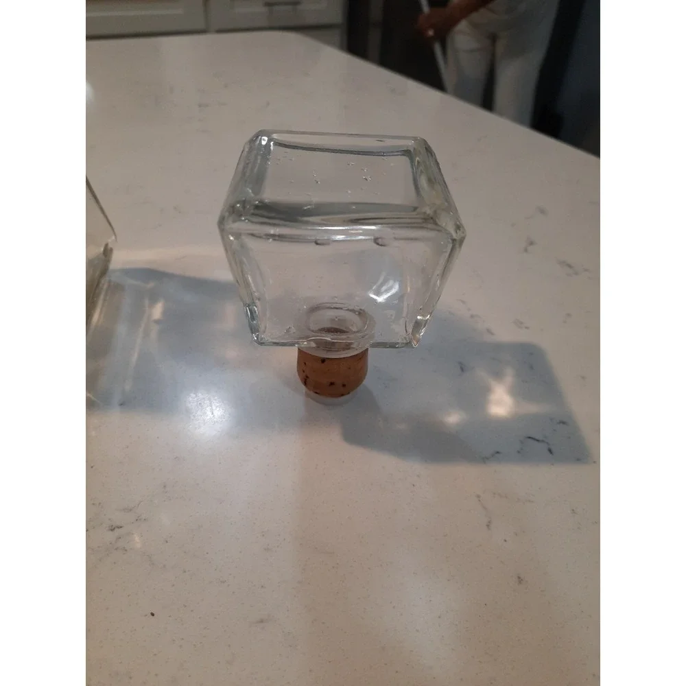 Vintage Starburst Clear Pressed Glass Liquor Decanter
